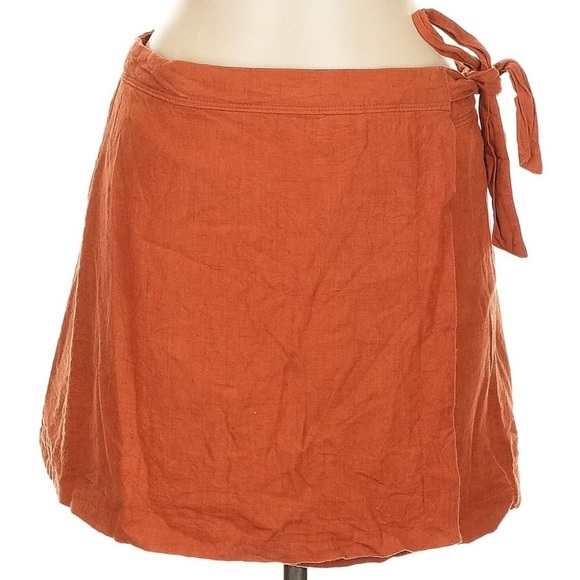 Abercombie & Fitch Rust Orange Women's Skirt With buttons and bow on the side 2 - Picture 1 of 7